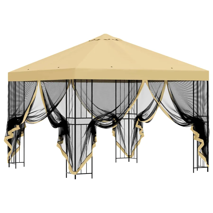Abri de jardin avec parois 3 x 3 m Crème Polyester et Acier - 4