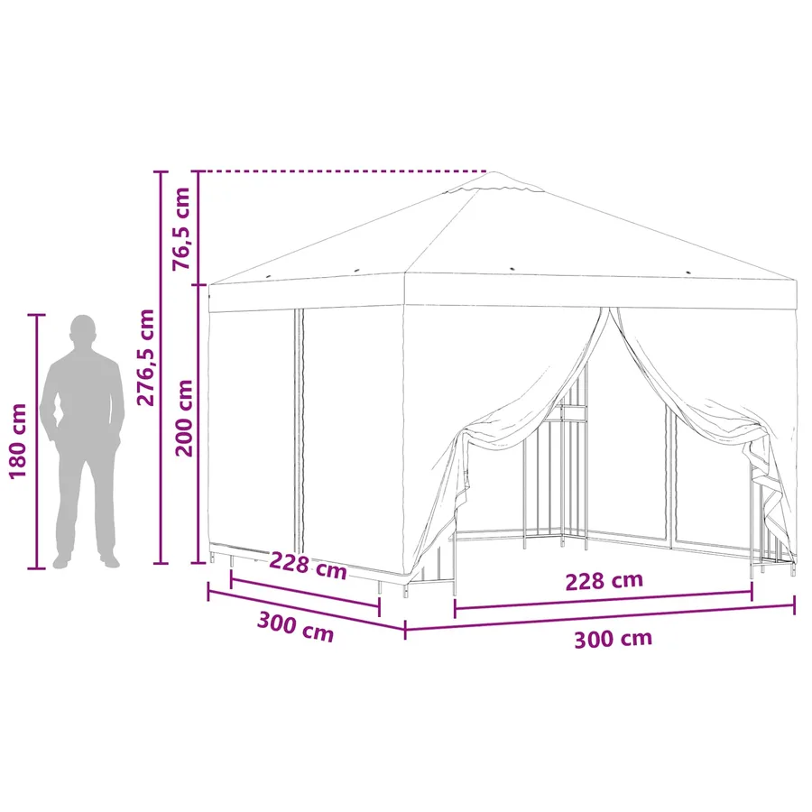 Abri de jardin avec parois 3 x 3 m Crème Polyester et Acier - 9