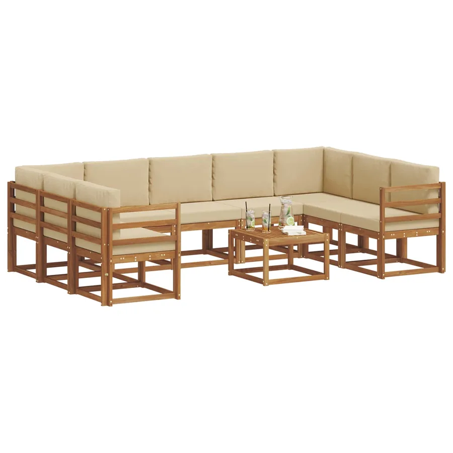 Ensemble de canapés d'extérieur 10 pcs Naturel et Beige - 3