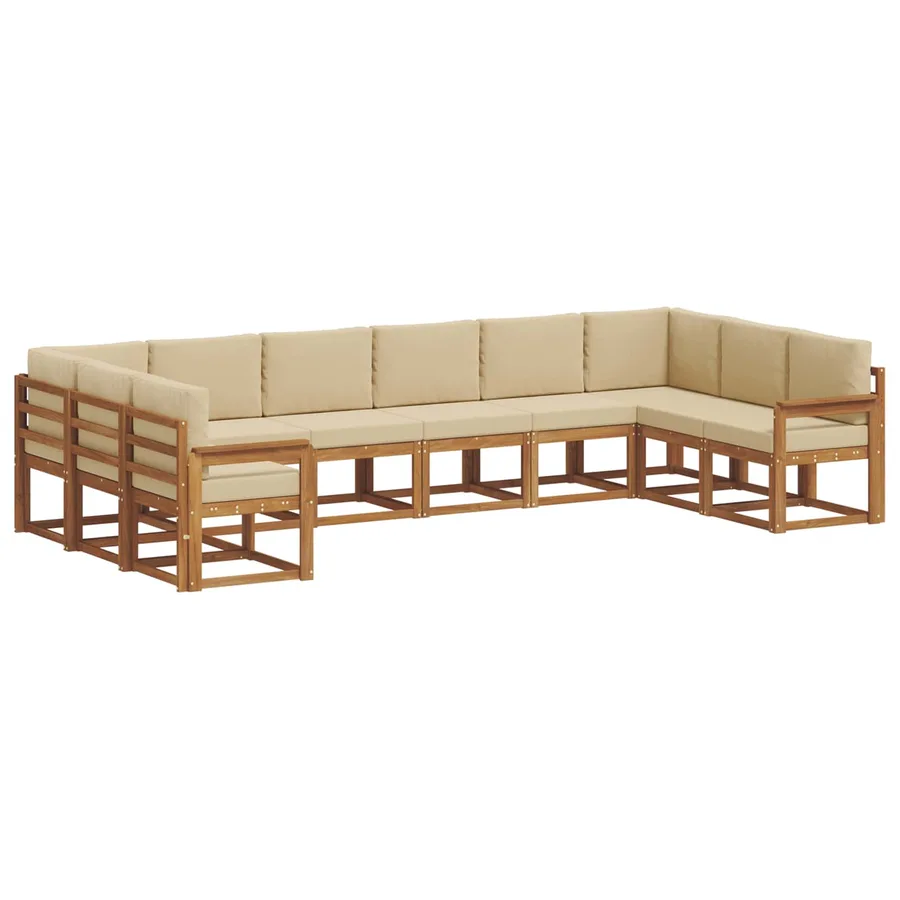 Ensemble de canapés d'extérieur 10 pcs Naturel et Beige - 2