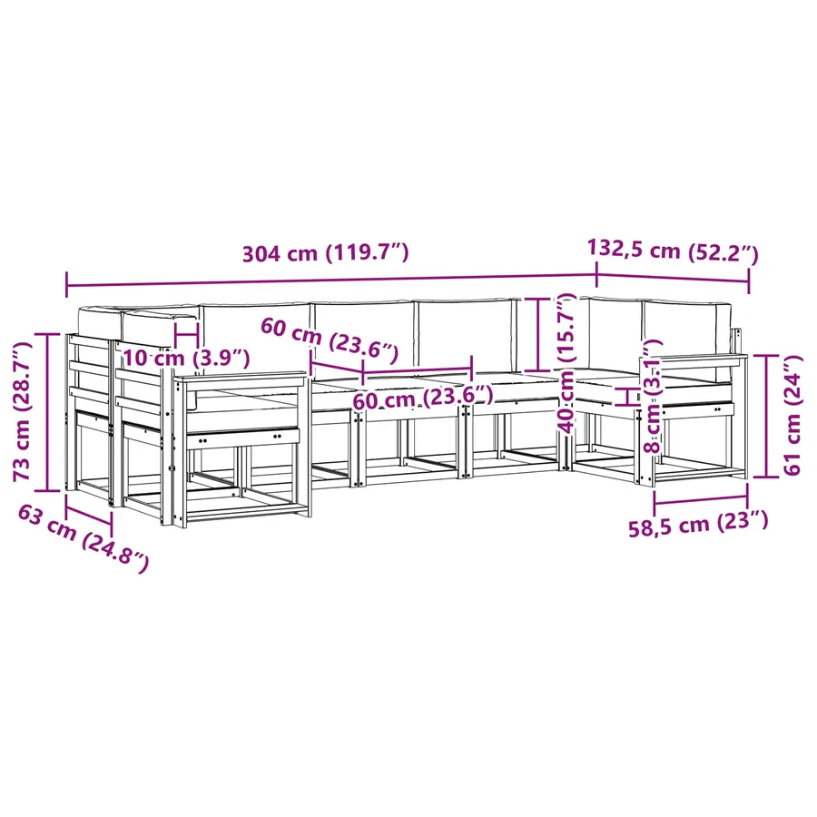 Ensemble de canapés d'extérieur 7 pc Naturel et Beige - 9