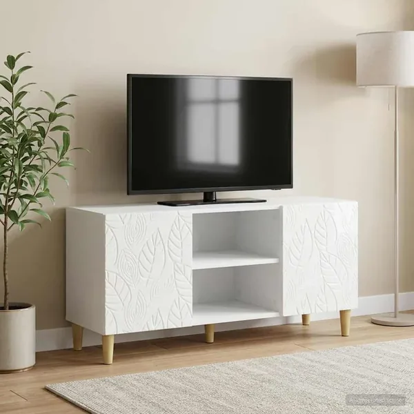 Meuble TV 102 x 34,5 x 50 cm Blanc brillant Bois d'ingénierie