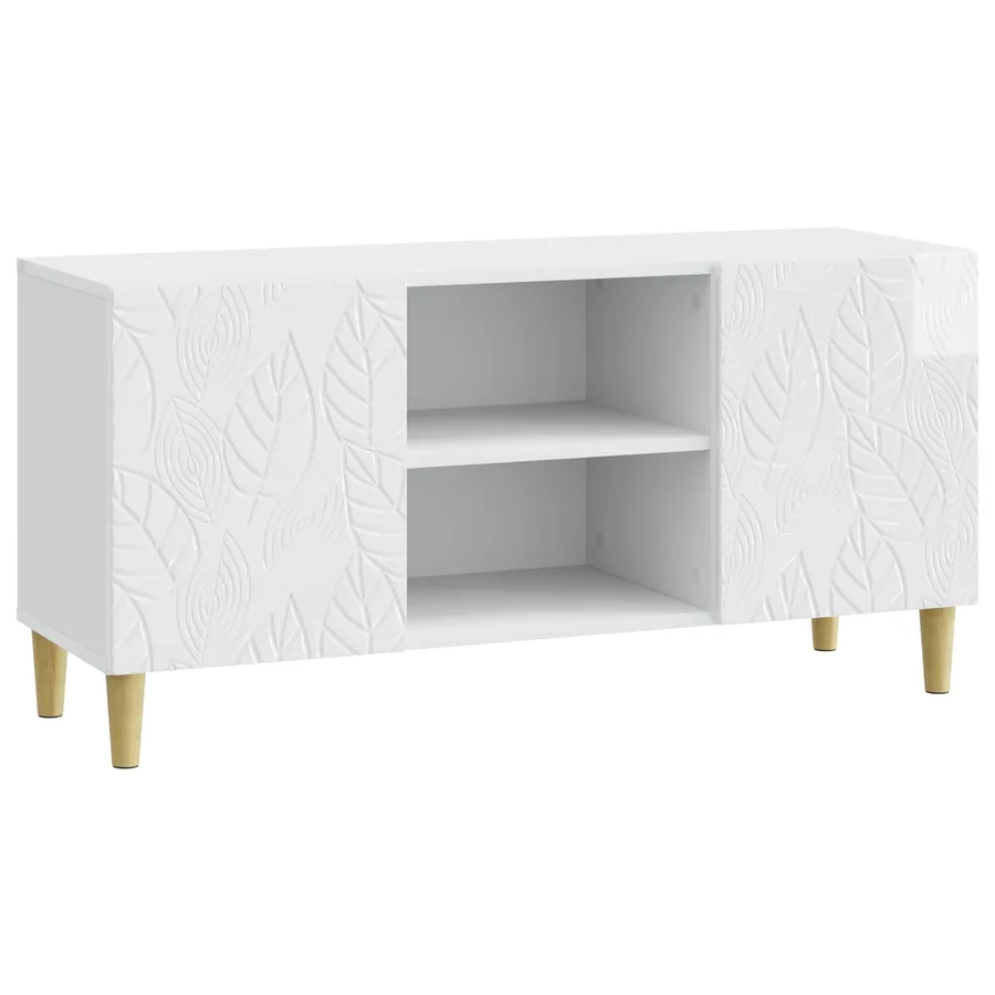 Meuble TV 102 x 34,5 x 50 cm Blanc brillant Bois d'ingénierie - 2