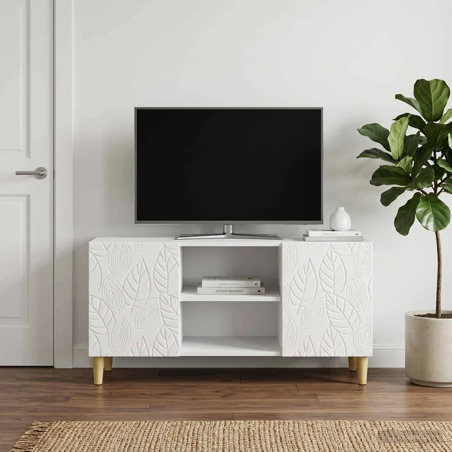 Meuble TV 102 x 34,5 x 50 cm Blanc brillant Bois d'ingénierie - 3