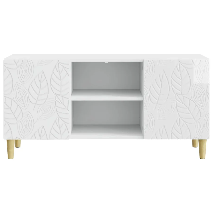 Meuble TV 102 x 34,5 x 50 cm Blanc brillant Bois d'ingénierie - 5