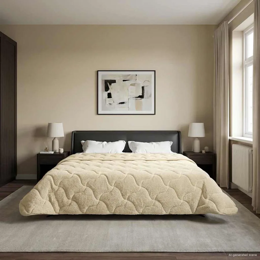 Duvet d'hiver Crème 240 x 260 cm Microfibre et polaire Teddy
