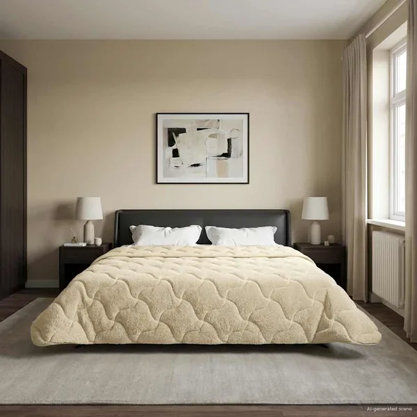 Duvet d'hiver Crème 240 x 260 cm Microfibre et polaire Teddy