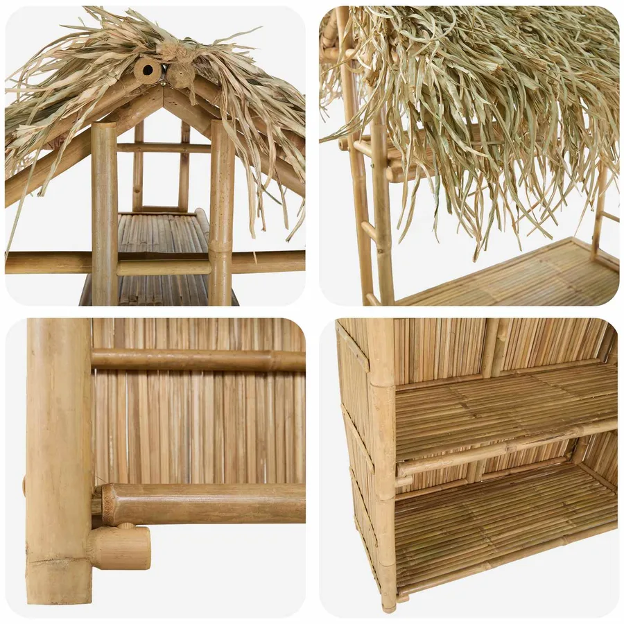 Table de bar extérieure Naturel 115 x 95 x 215 cm Bambou - 6