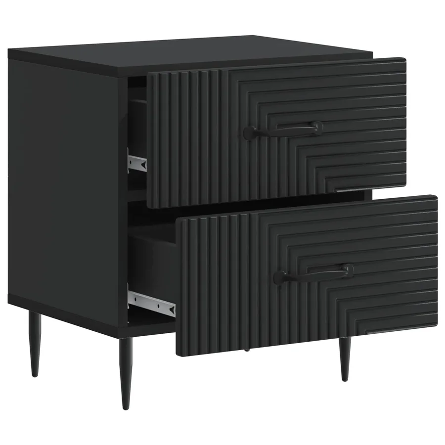 Cabinet de chevet Noir 43 x 34,5 x 47,5 cm Bois d'ingénierie - 4