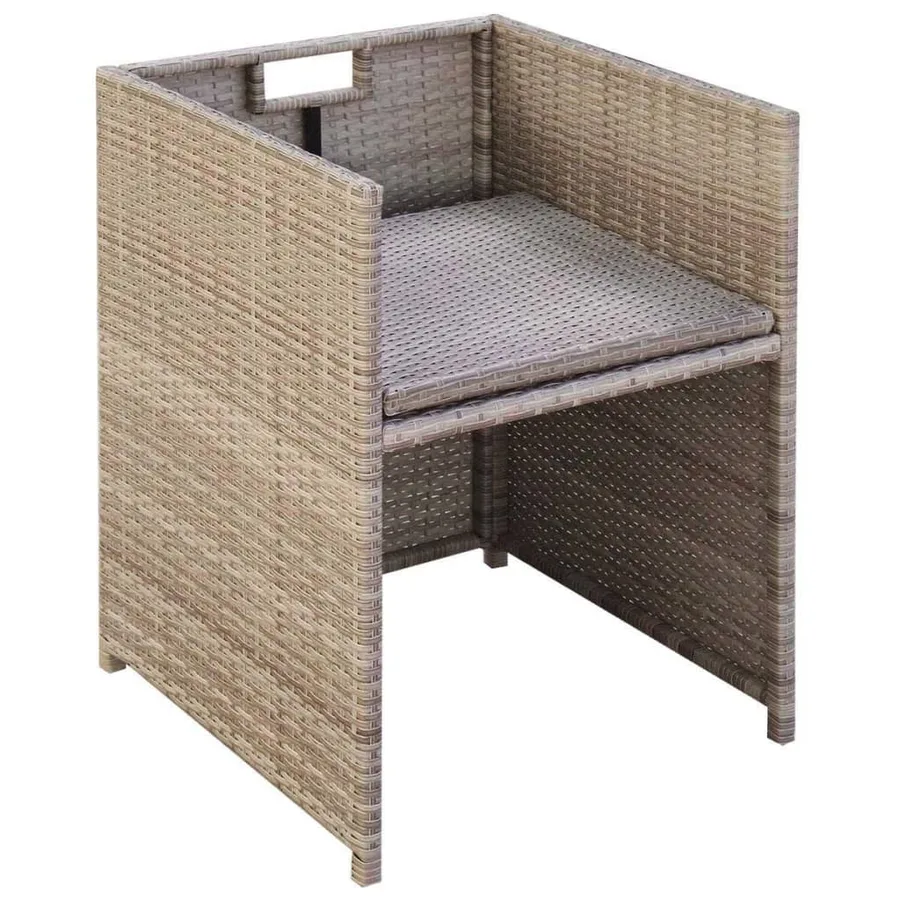 Chaises de jardin lot de 2 avec coussins Résine tressée Beige - 4