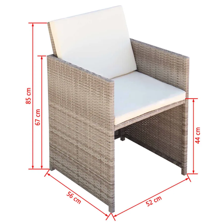 Chaises de jardin lot de 2 avec coussins Résine tressée Beige - 5