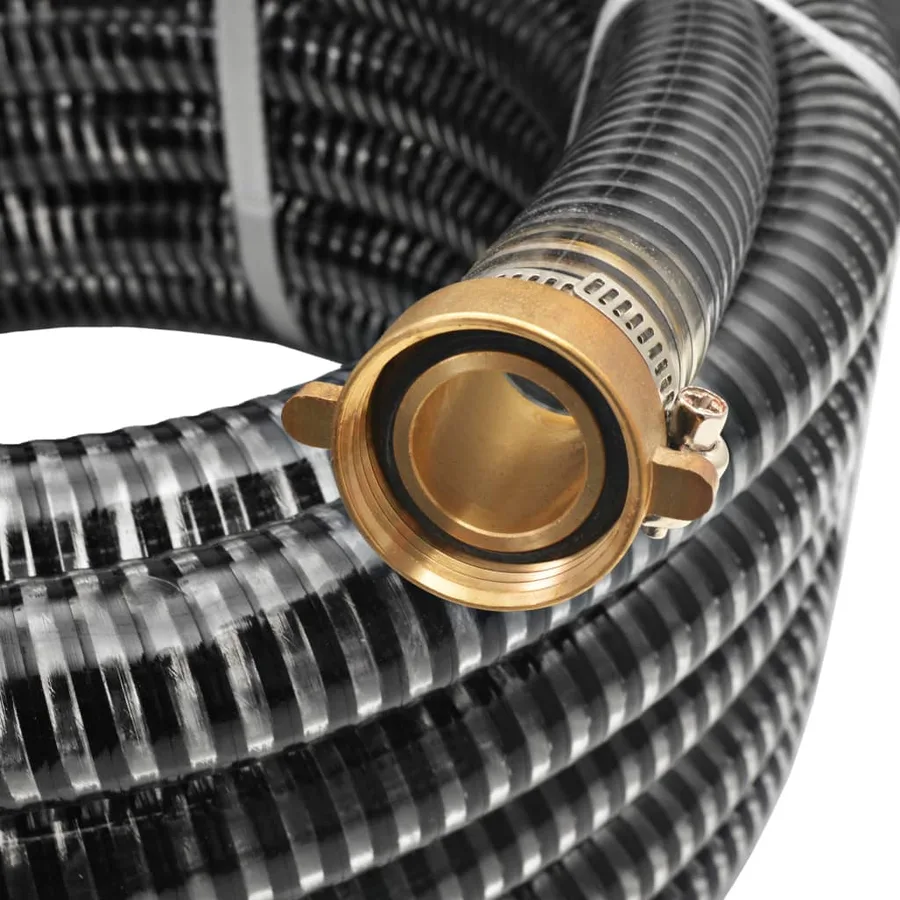 Tuyau d'aspiration avec raccords en laiton 7 m 25 mm Noir - 3