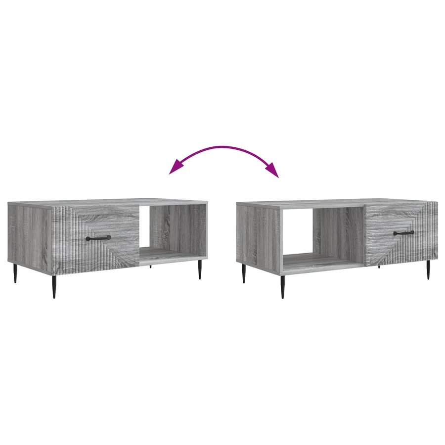 Table basse Sonoma gris 90 x 50 x 40 cm Bois d'ingénierie - 8