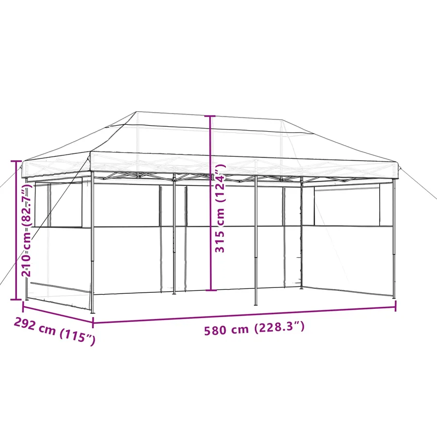 Tente de fête Noir 292 x 580 x 315 cm Tissu Oxford - 11