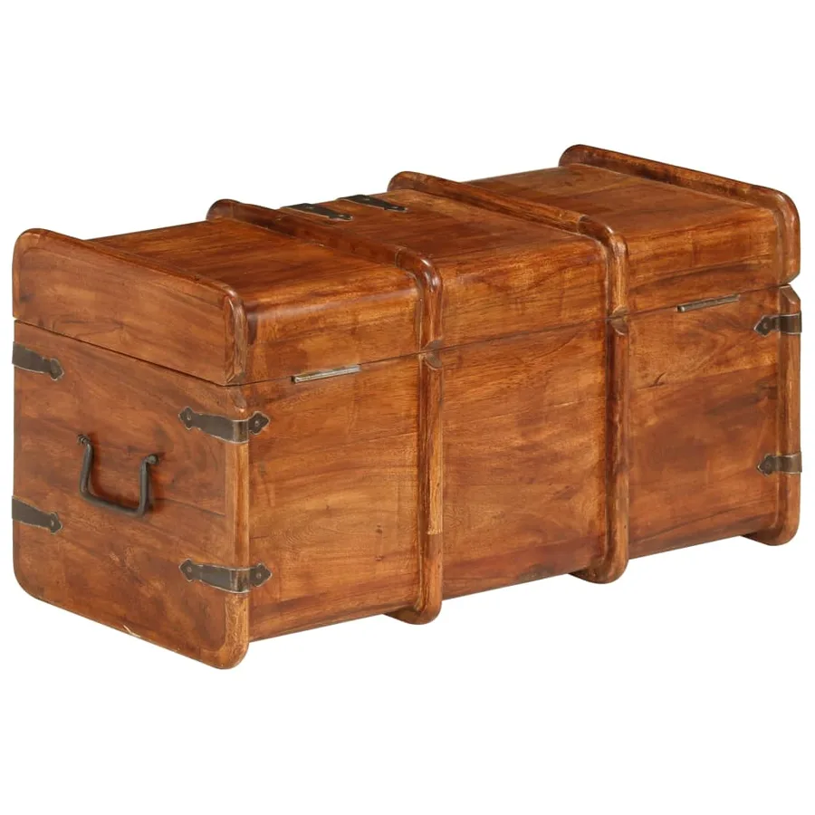 Coffre de rangement 2 pcs Bois d'acacia solide et finition miel - 10