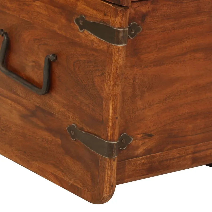 Coffre de rangement 2 pcs Bois d'acacia solide et finition miel - 13