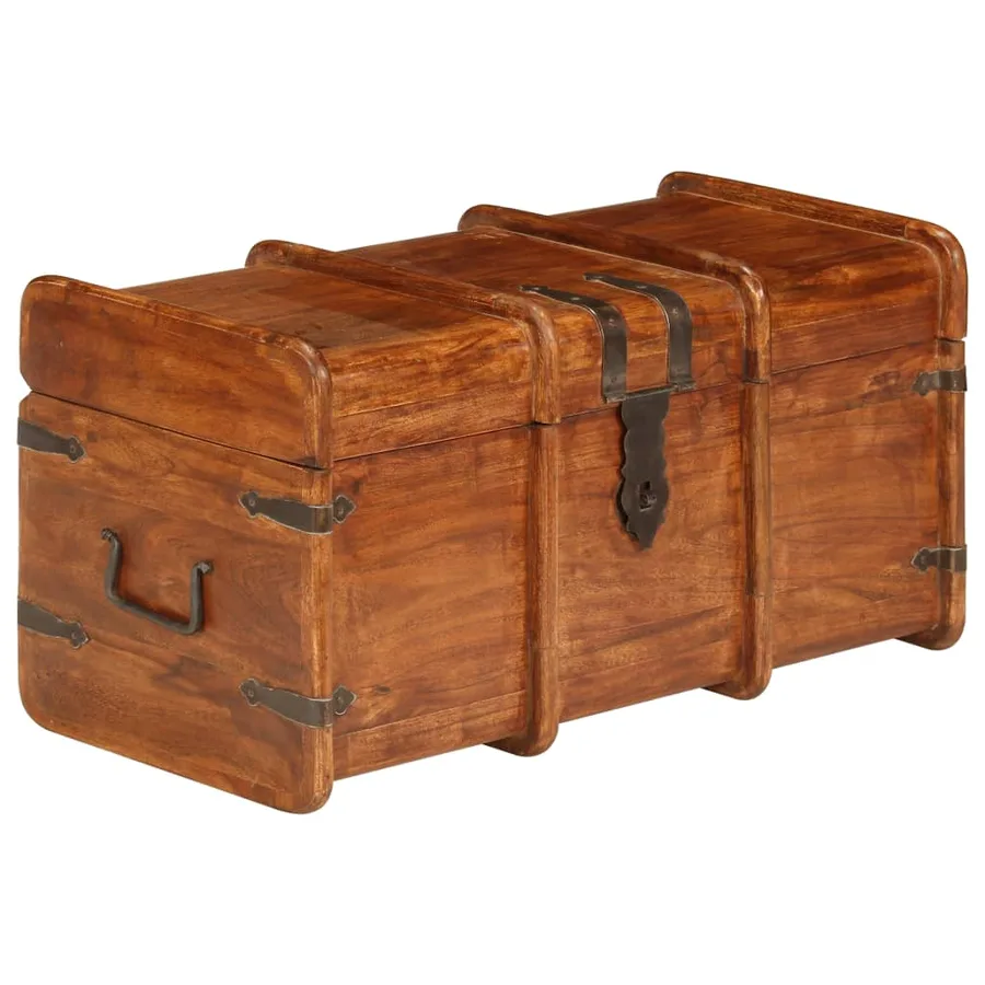 Coffre de rangement 2 pcs Bois d'acacia solide et finition miel - 9