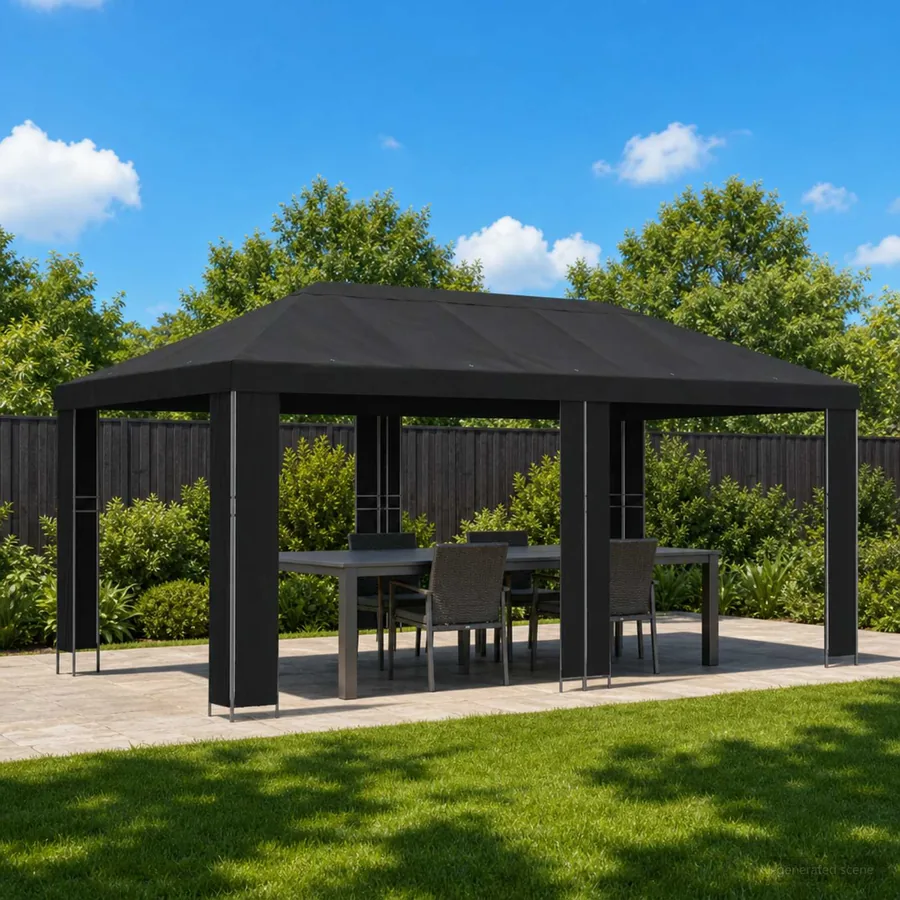 Abri de jardin 6 x 3 m Noir Polyester et Acier 190
