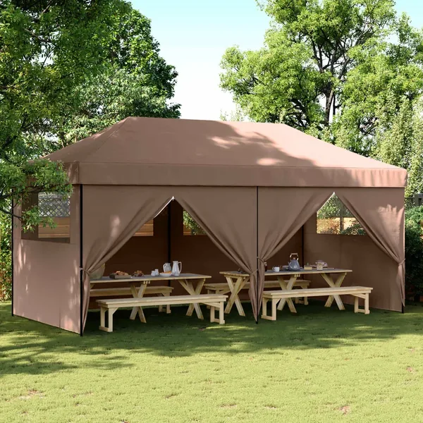 Tente de fête Marron 292 x 580 x 315 cm Tissu Oxford