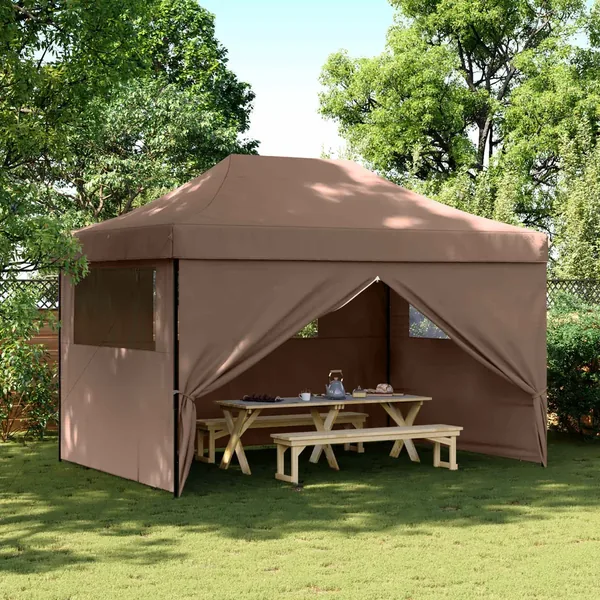 Tente de fête Marron 279 x 410 x 315 cm Tissu Oxford