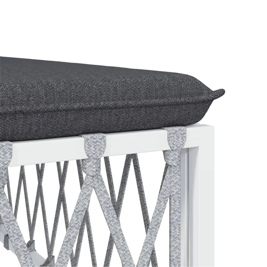Salon de jardin avec coussins 5 pcs blanc acier - 6