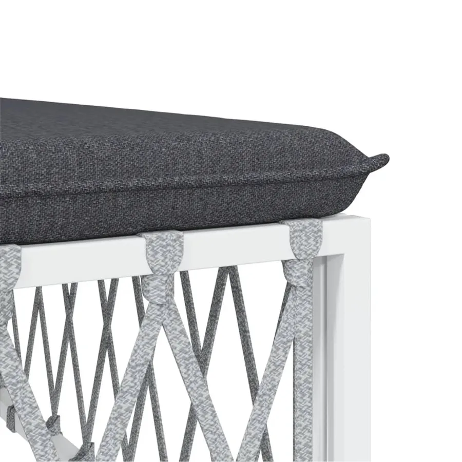 Salon de jardin avec coussins 3 pcs blanc acier - 7