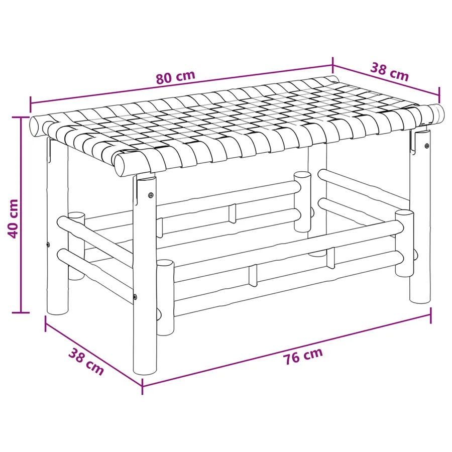 Banc de jardin 80 x 38 x 40 cm Bambou Naturel Rectangulaire - 6