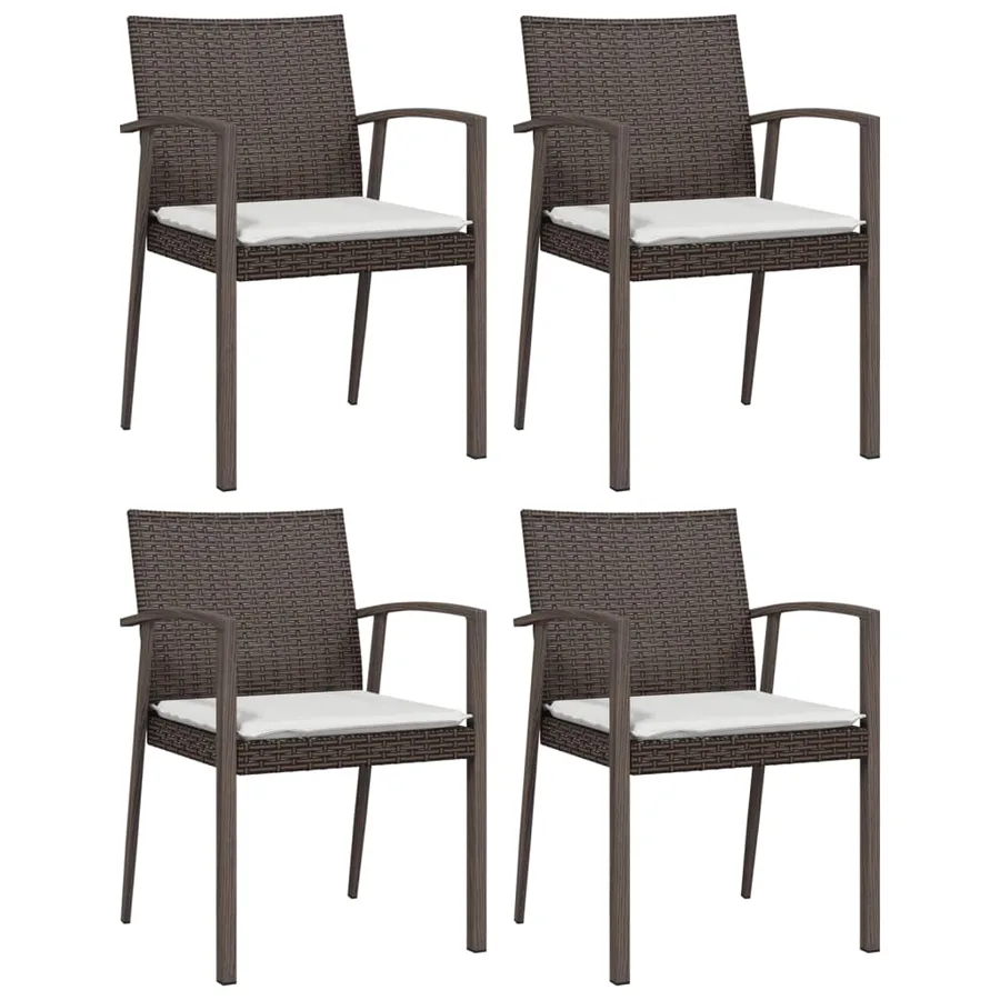 Chaises de jardin coussins lot de 4 marron 56,5x57x83 cm rotin - 2