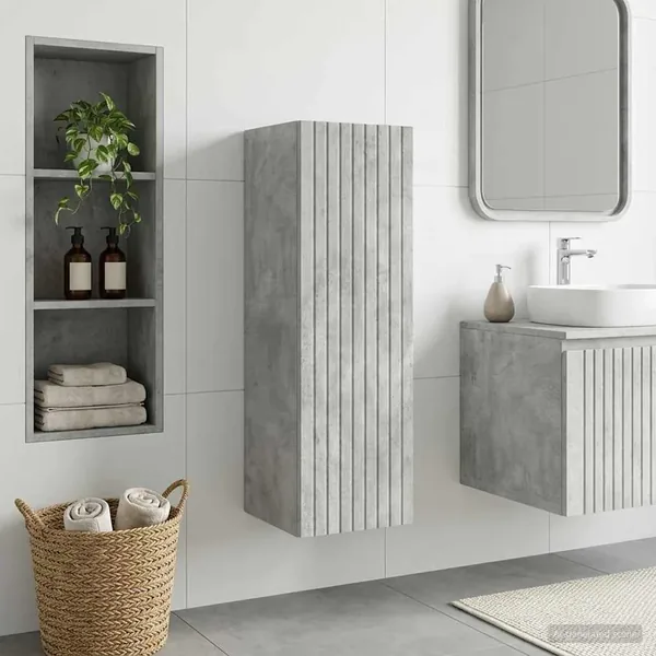 Cabinet de Salle de Bain Mural Gris béton 33 x 34,5 x 100 cm