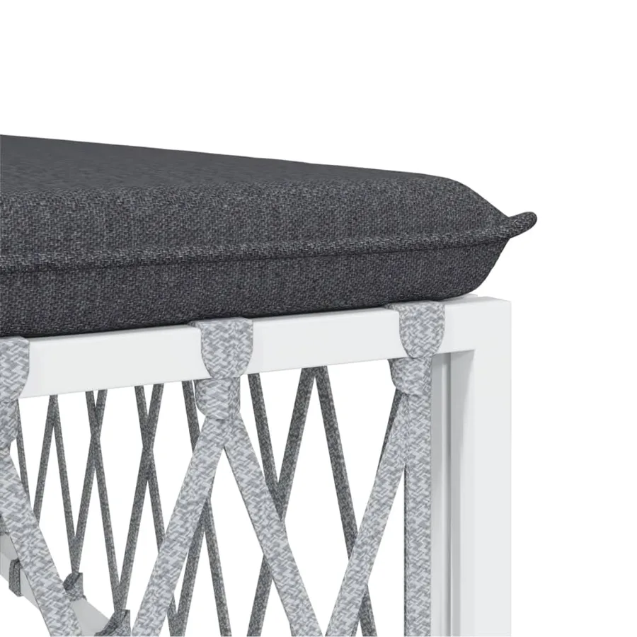 Salon de jardin avec coussins 5 pcs blanc acier - 8