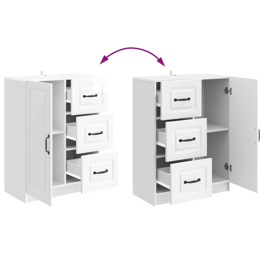 Buffet Blanc brillant 66 x 34,5 x 87 cm Bois d'ingénierie - 10