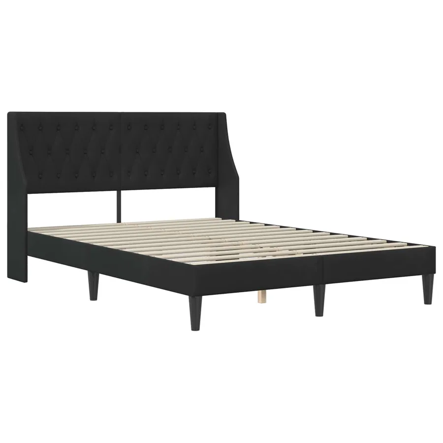 Cadre de lit avec matelas Noir 140 x 200 cm Velours - 4
