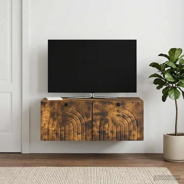 Meuble TV mural Chêne fumé 78,5 x 41 x 30 cm Bois d'ingénierie