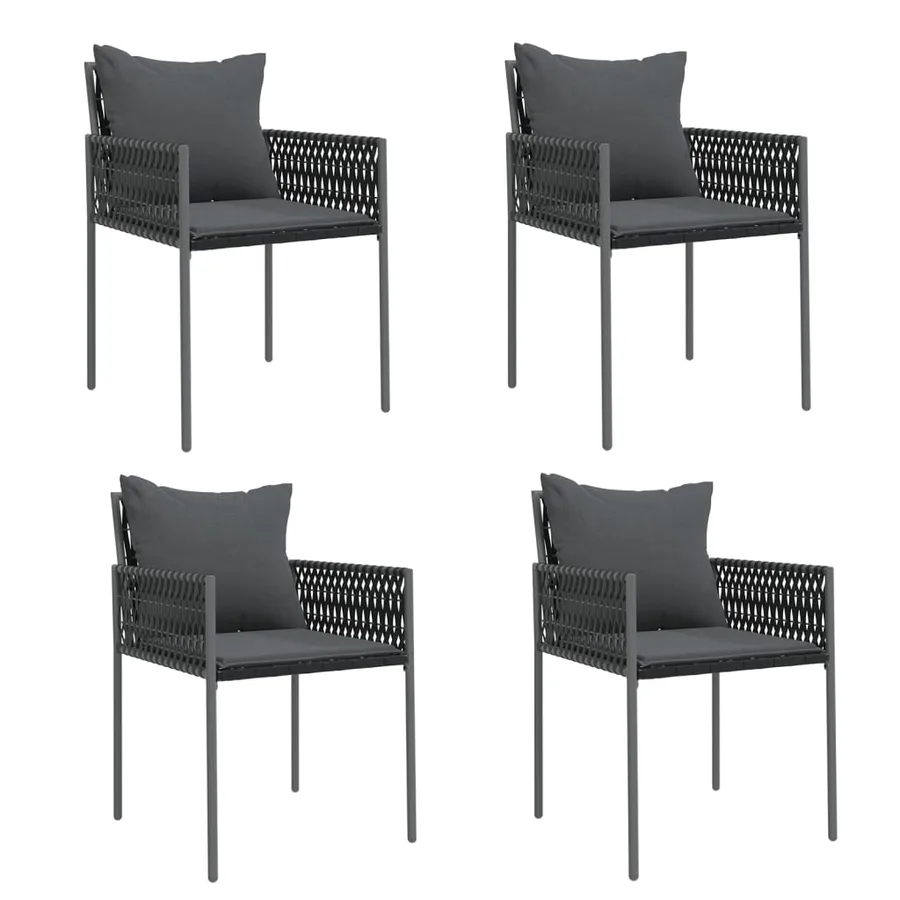 Chaises de jardin avec coussins lot de 4 noir 54x61x83 cm rotin - 2
