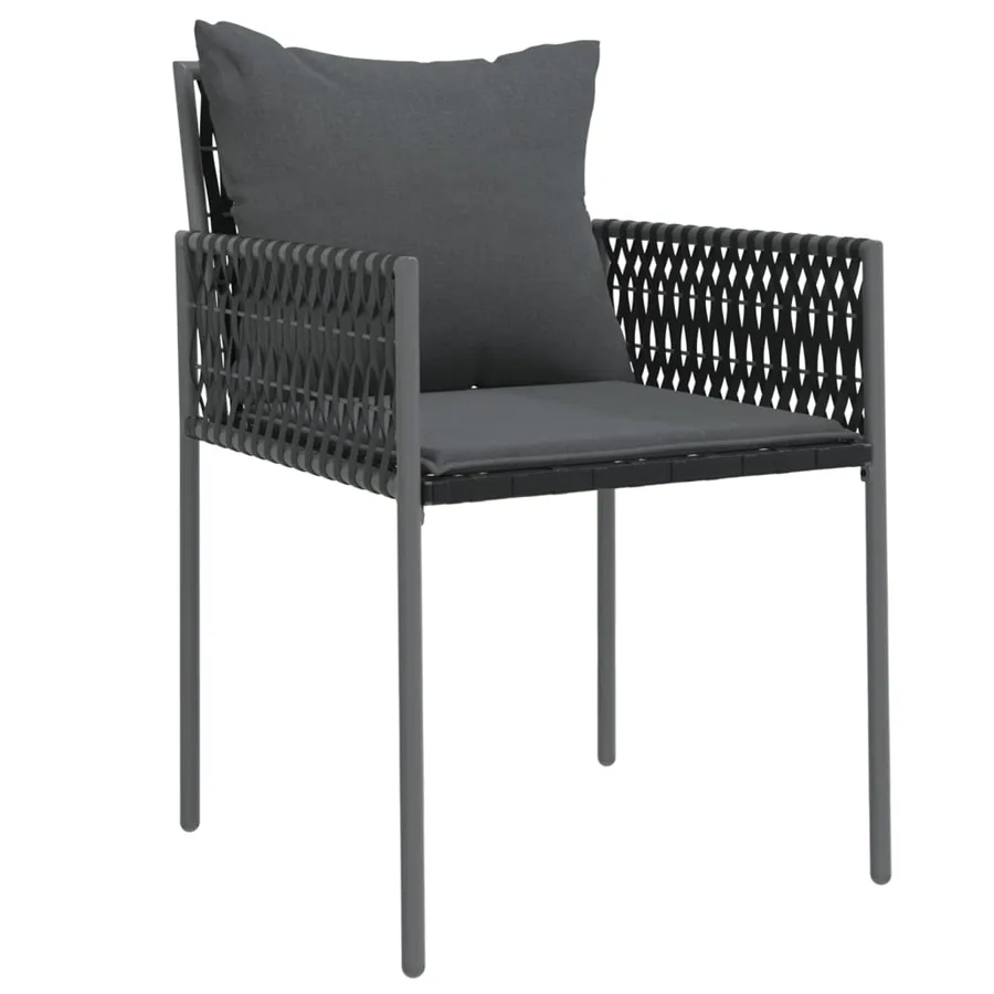 Chaises de jardin avec coussins lot de 4 noir 54x61x83 cm rotin - 3