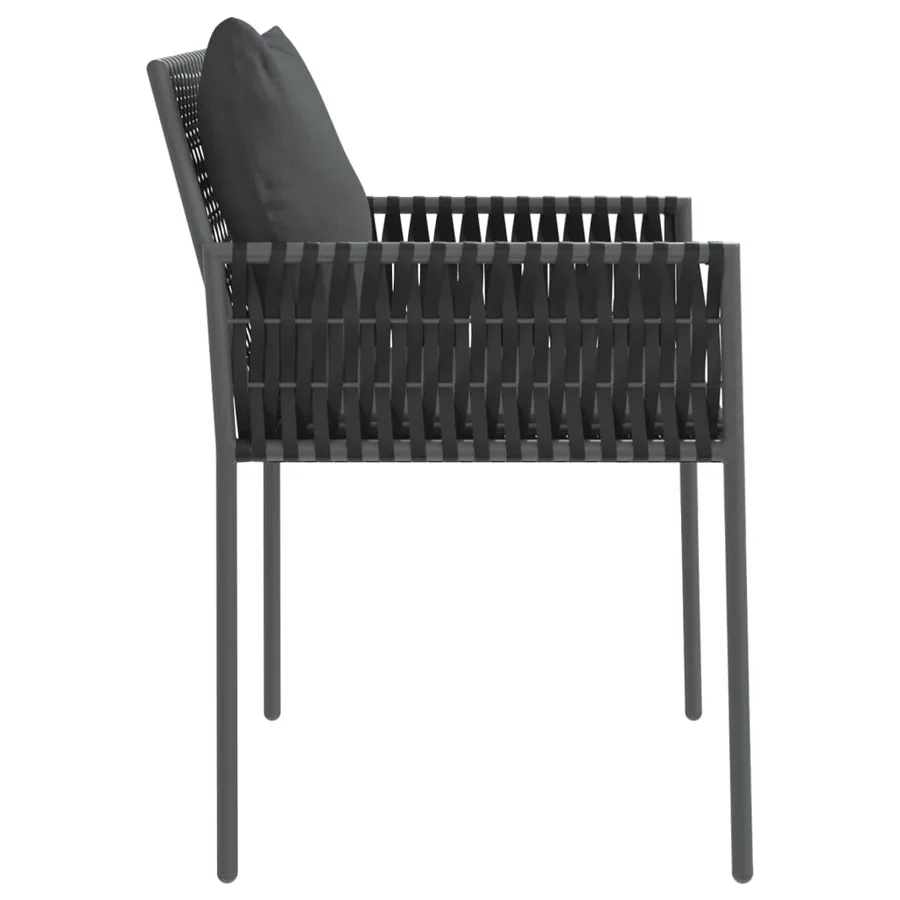 Chaises de jardin avec coussins lot de 4 noir 54x61x83 cm rotin - 5