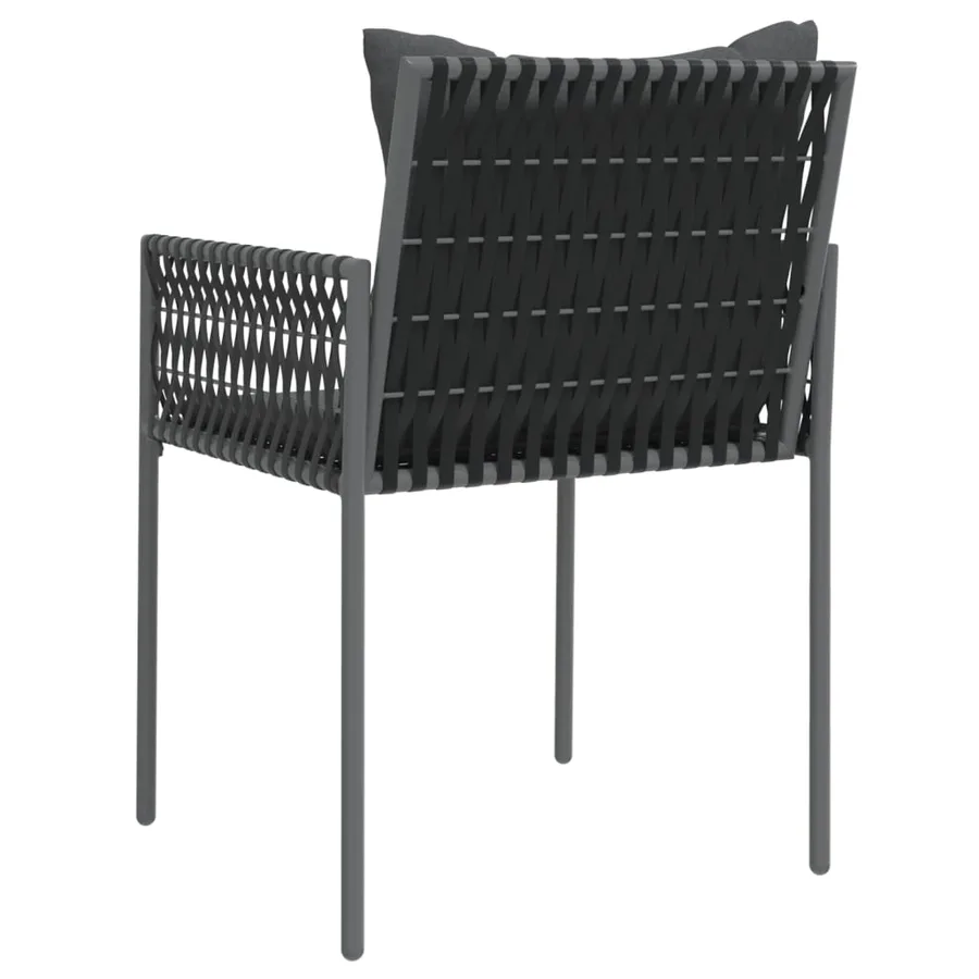 Chaises de jardin avec coussins lot de 4 noir 54x61x83 cm rotin - 6
