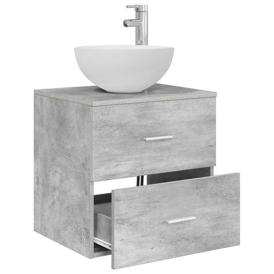 Meuble lavabo mural Gris béton 49,5 x 35 x 63 cm - 3