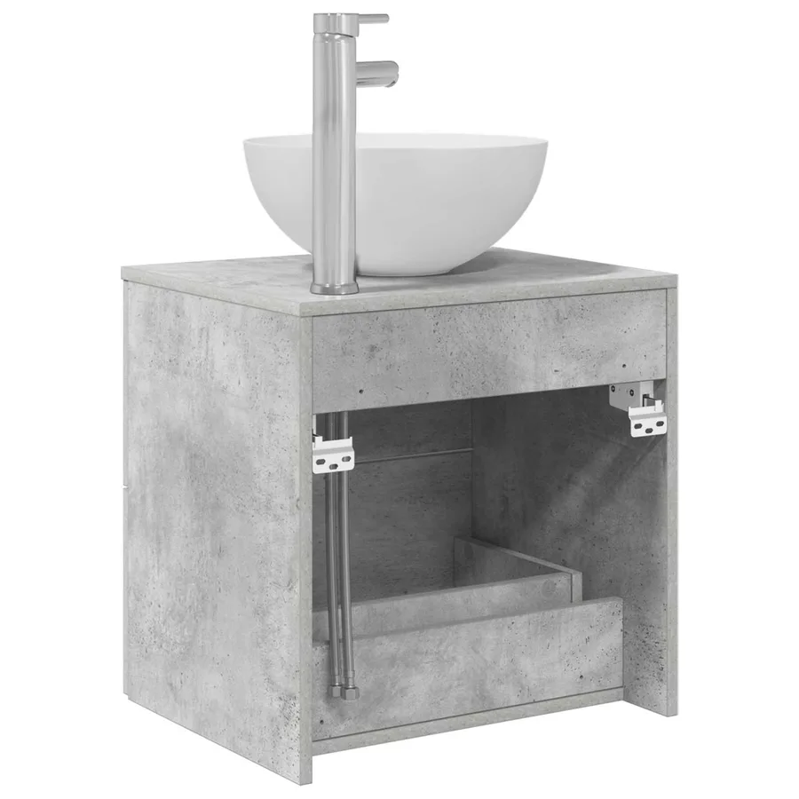 Meuble lavabo mural Gris béton 49,5 x 35 x 63 cm - 5