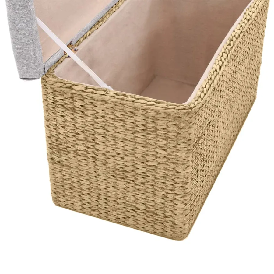Banc avec 2 poufs Jacinthe d'eau Gris - 10