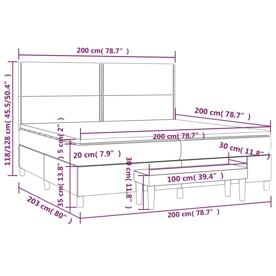 Sommier à lattes de lit avec matelas Taupe 200x200 cm Tissu - 12