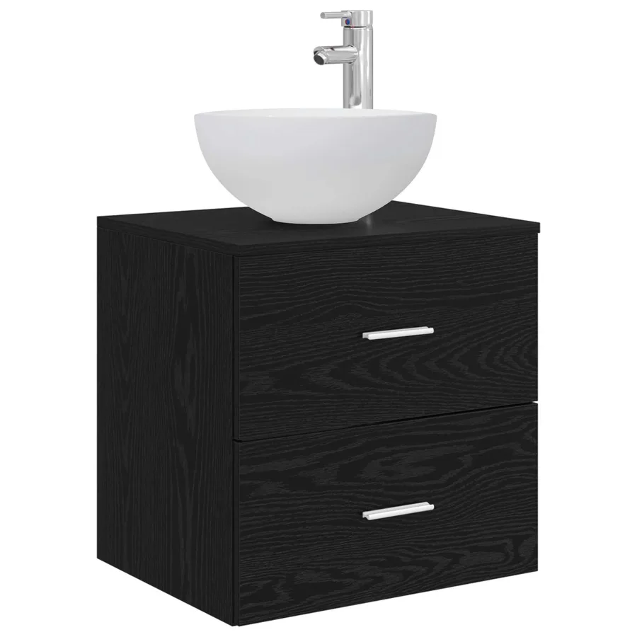Meuble lavabo mural Chêne noir 49,5 x 35 x 63 cm - 2