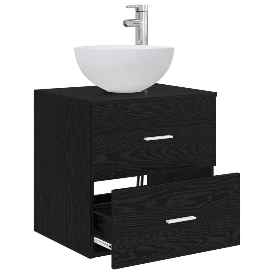 Meuble lavabo mural Chêne noir 49,5 x 35 x 63 cm - 3