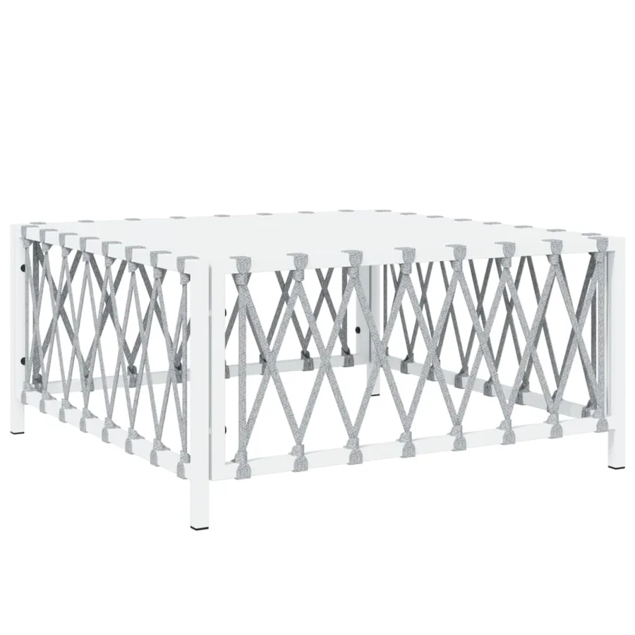 Salon de jardin 7 pcs avec coussins blanc acier - 6