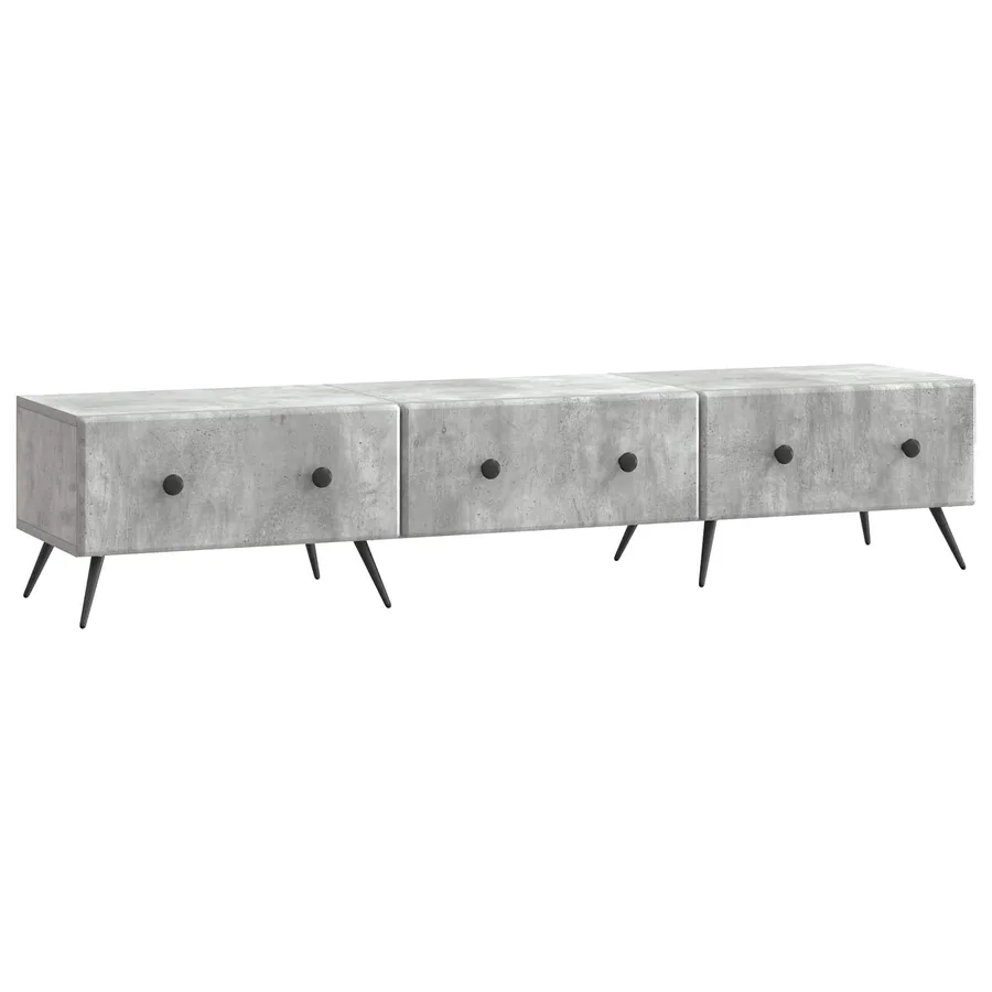 Meuble TV Gris béton 147 x 34,5 x 30 cm Bois d'ingénierie - 2
