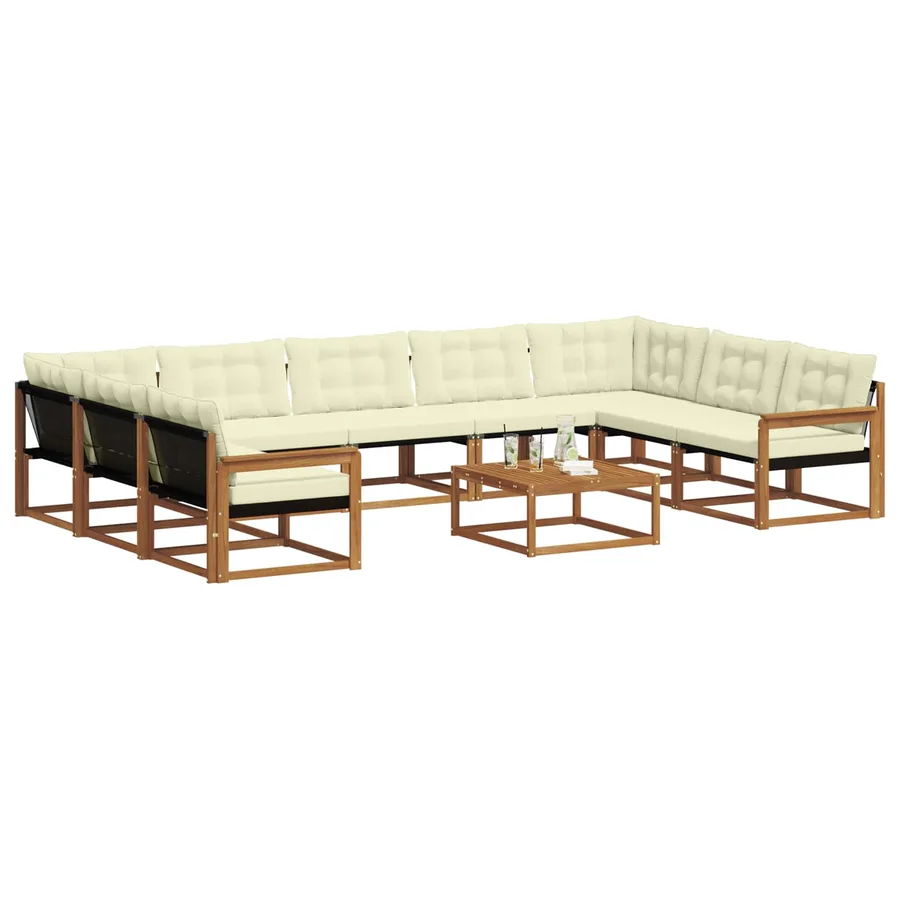 Ensemble de canapés d'extérieur 10 pcs Naturel et Crème - 3