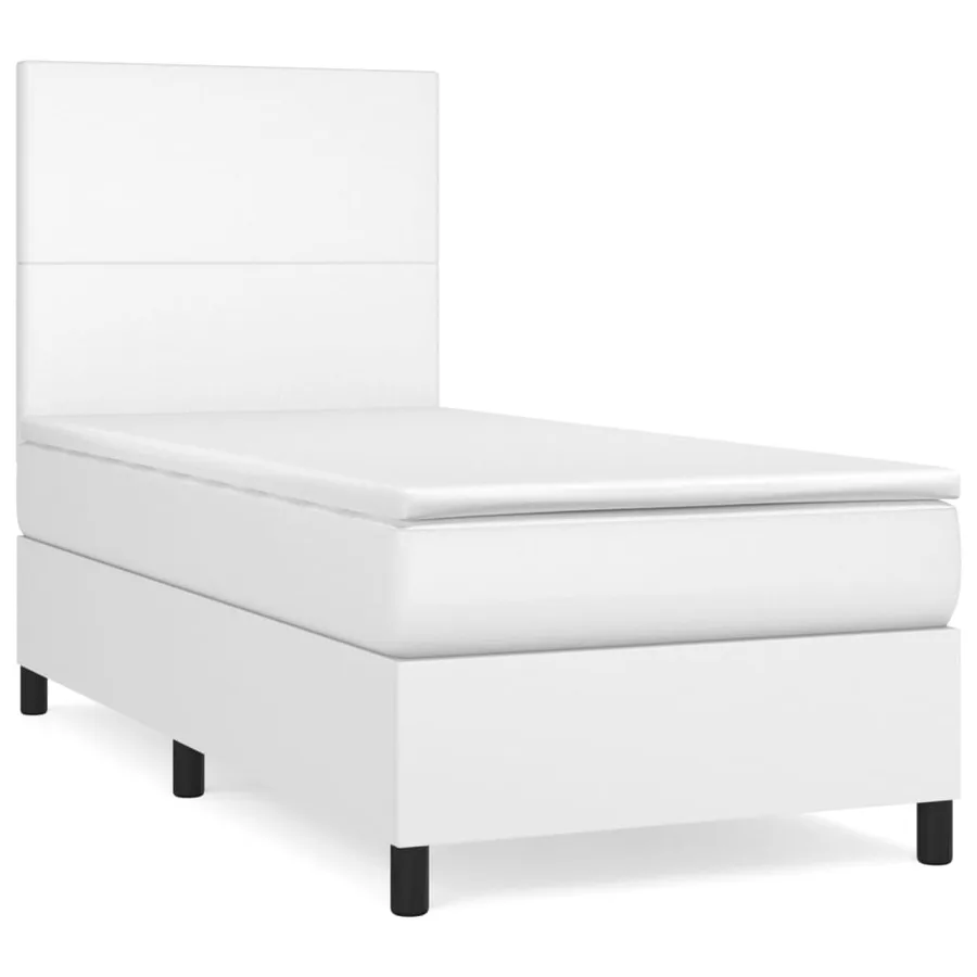 Sommier à lattes de lit avec matelas Blanc 100x200cm Similicuir - 2