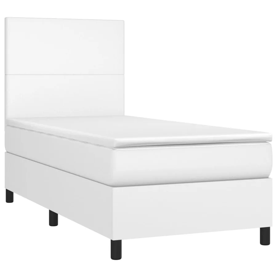 Sommier à lattes de lit avec matelas Blanc 100x200cm Similicuir - 3