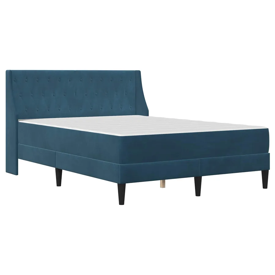 Cadre de lit avec matelas Bleu 120 x 190 cm Velours - 3