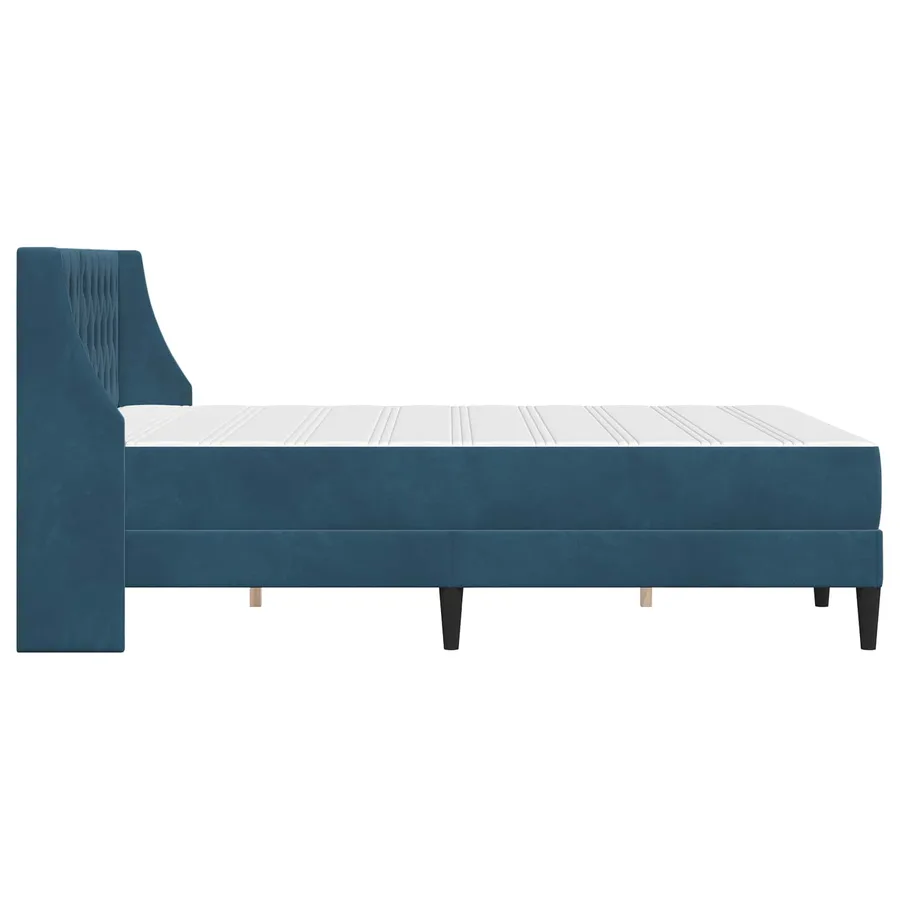 Cadre de lit avec matelas Bleu 120 x 190 cm Velours - 7